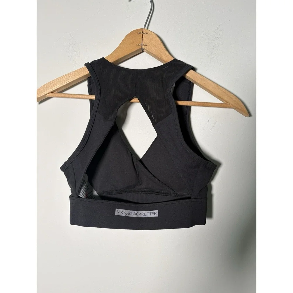 Gymshark x Nikki Blackketter Cross Back Sports Bra Black Mesh Cutout Size XS
